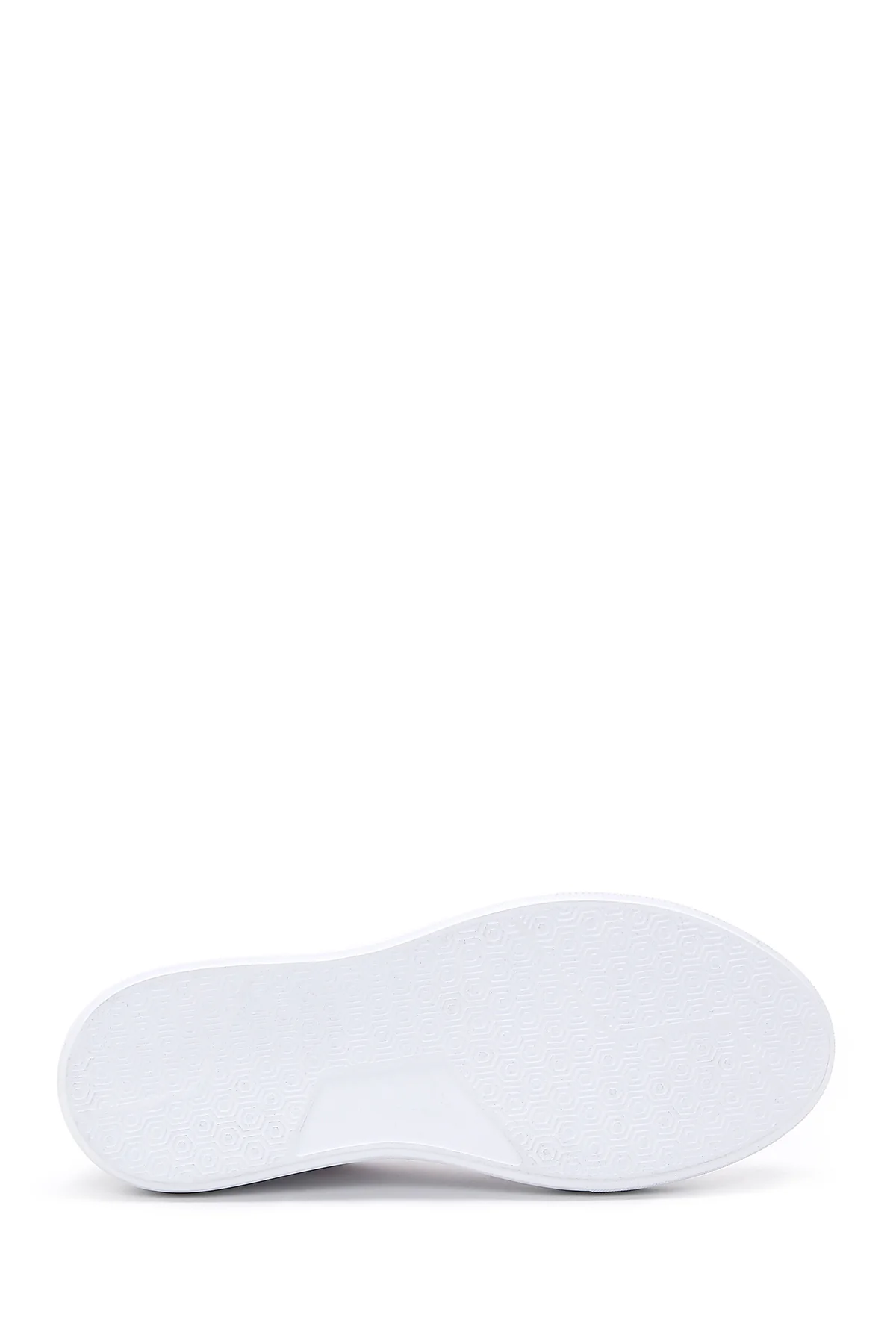 Kadın Beyaz Bağcıklı Kalın Tabanlı Deri Sneaker - Image 4