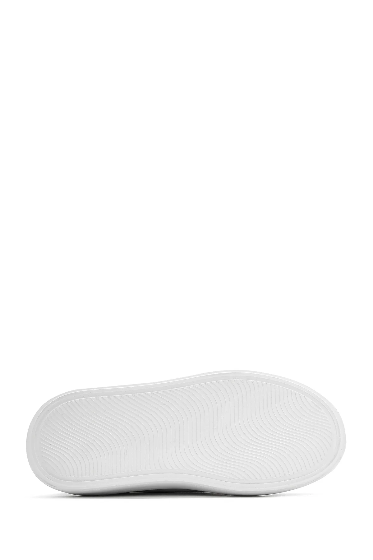 Kadın Beyaz Bağcıklı Kalın Tabanlı Deri Sneaker - Image 4