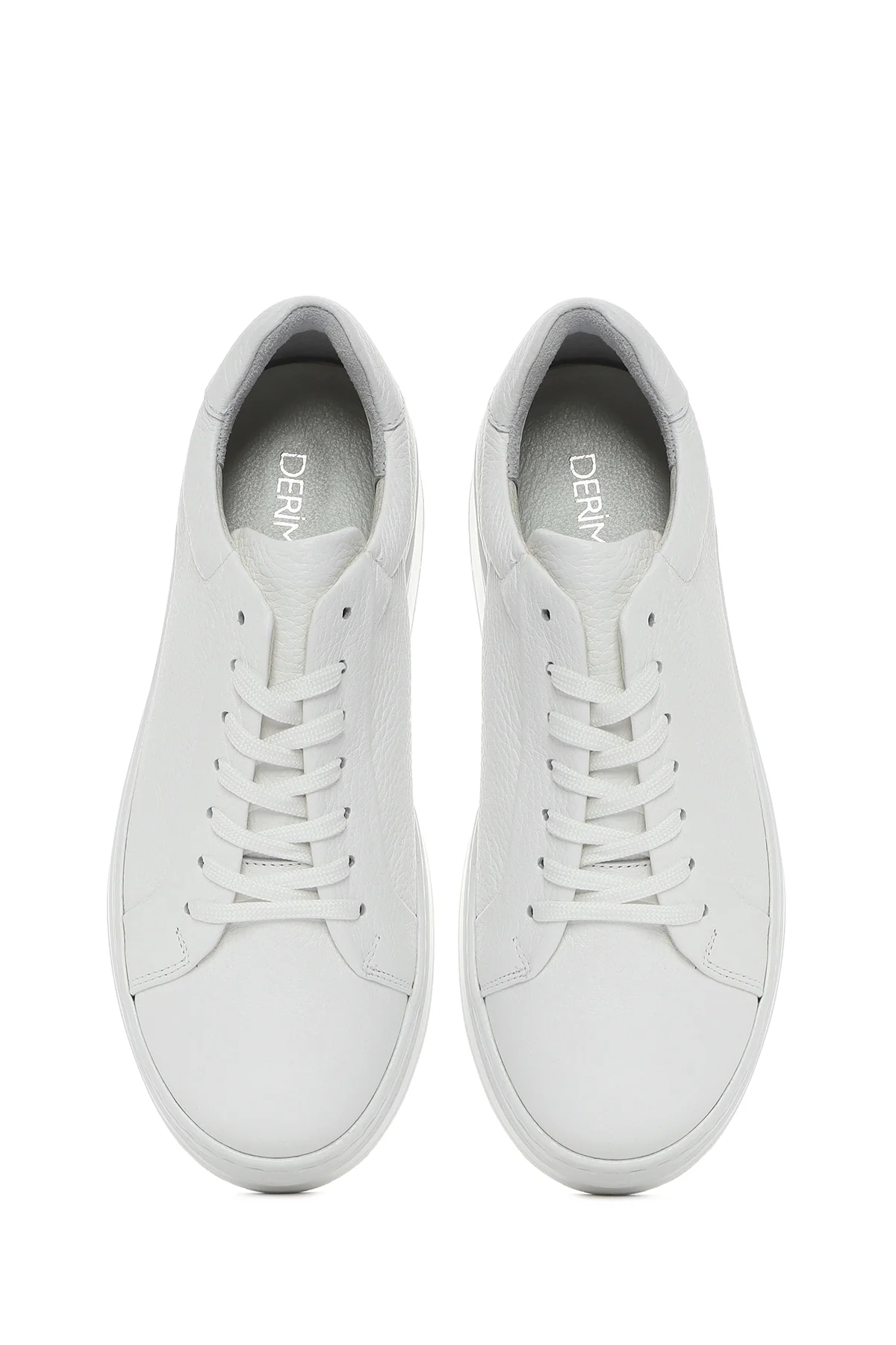 Kadın Beyaz Bağcıklı Kalın Tabanlı Deri Sneaker - Image 4