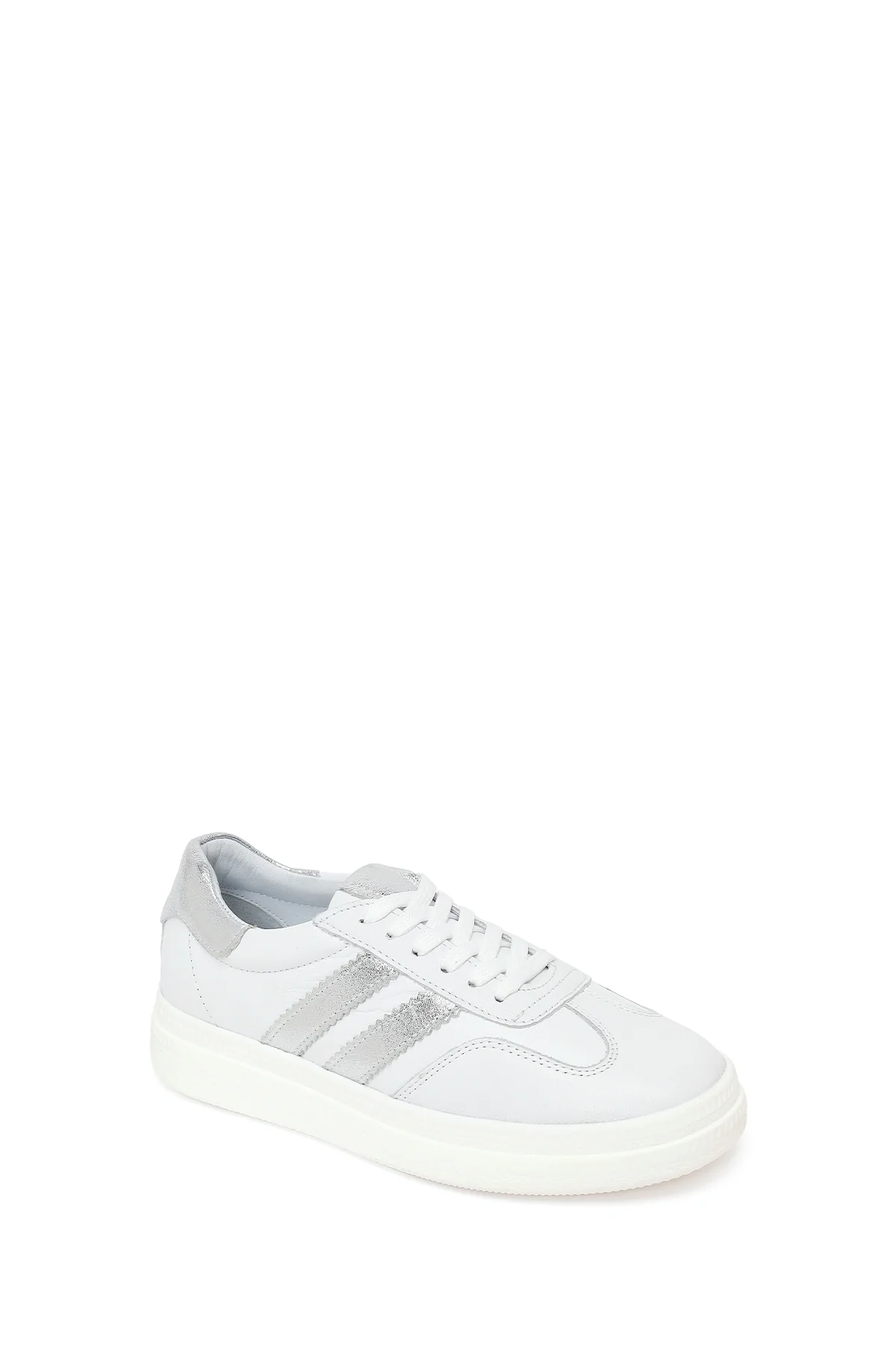 Kadın Beyaz Bağcıklı Kalın Tabanlı Deri Sneaker - Image 7