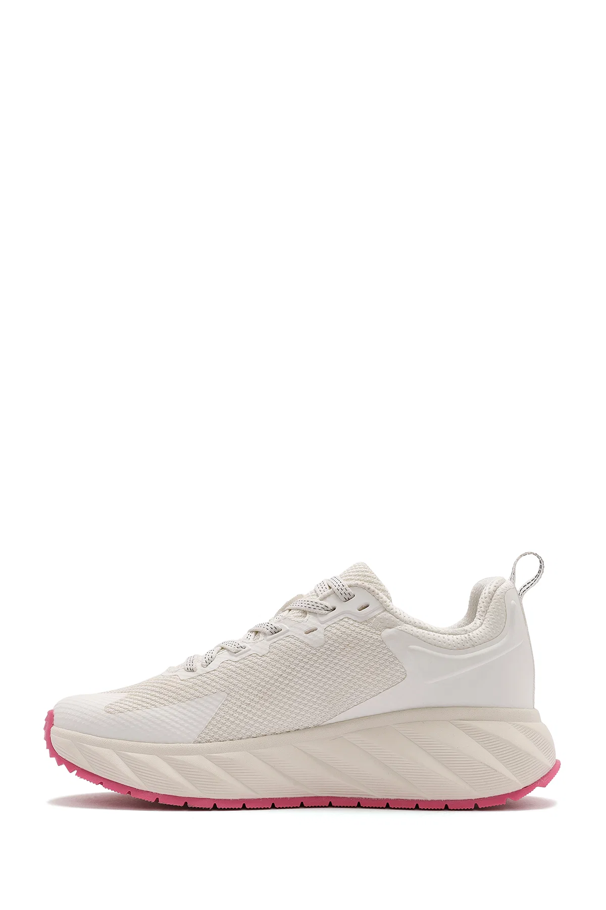 Kadın Beyaz Bağcıklı Kalın Tabanlı Kumaş Sneaker - Image 2
