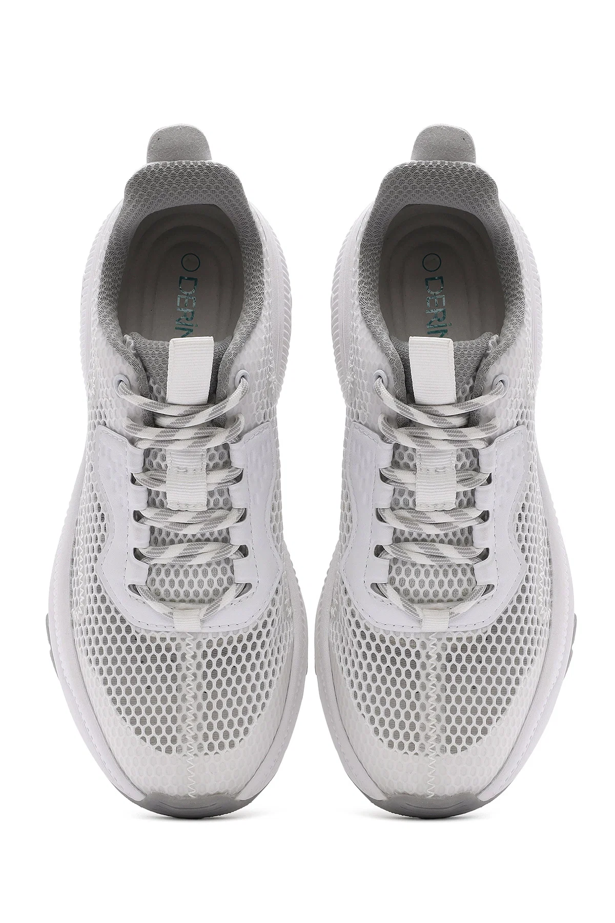 Kadın Beyaz Bağcıklı Kalın Tabanlı Kumaş Sneaker - Image 7