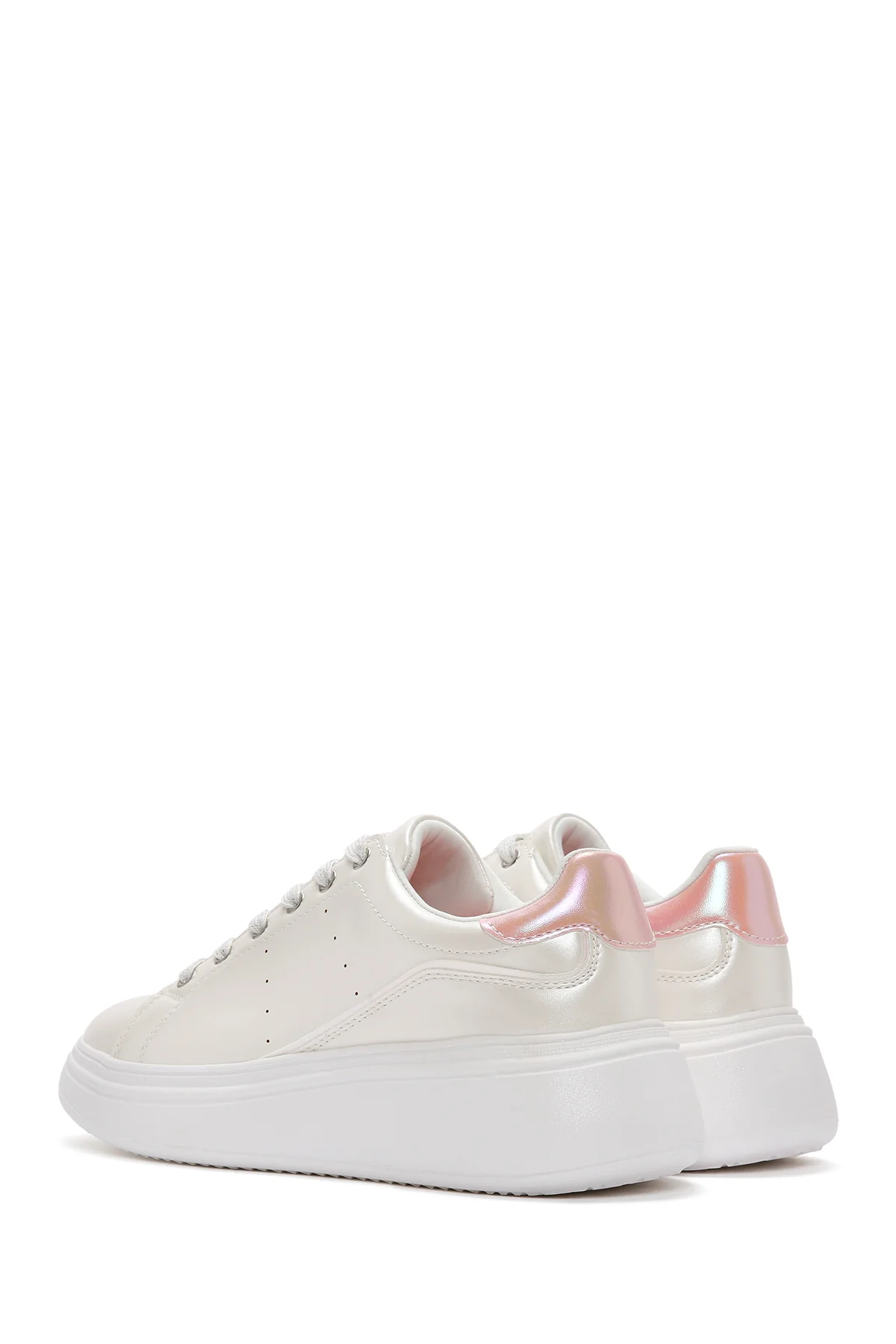 Kadın Beyaz Bağcıklı Kalın Tabanlı Sneaker - Image 5