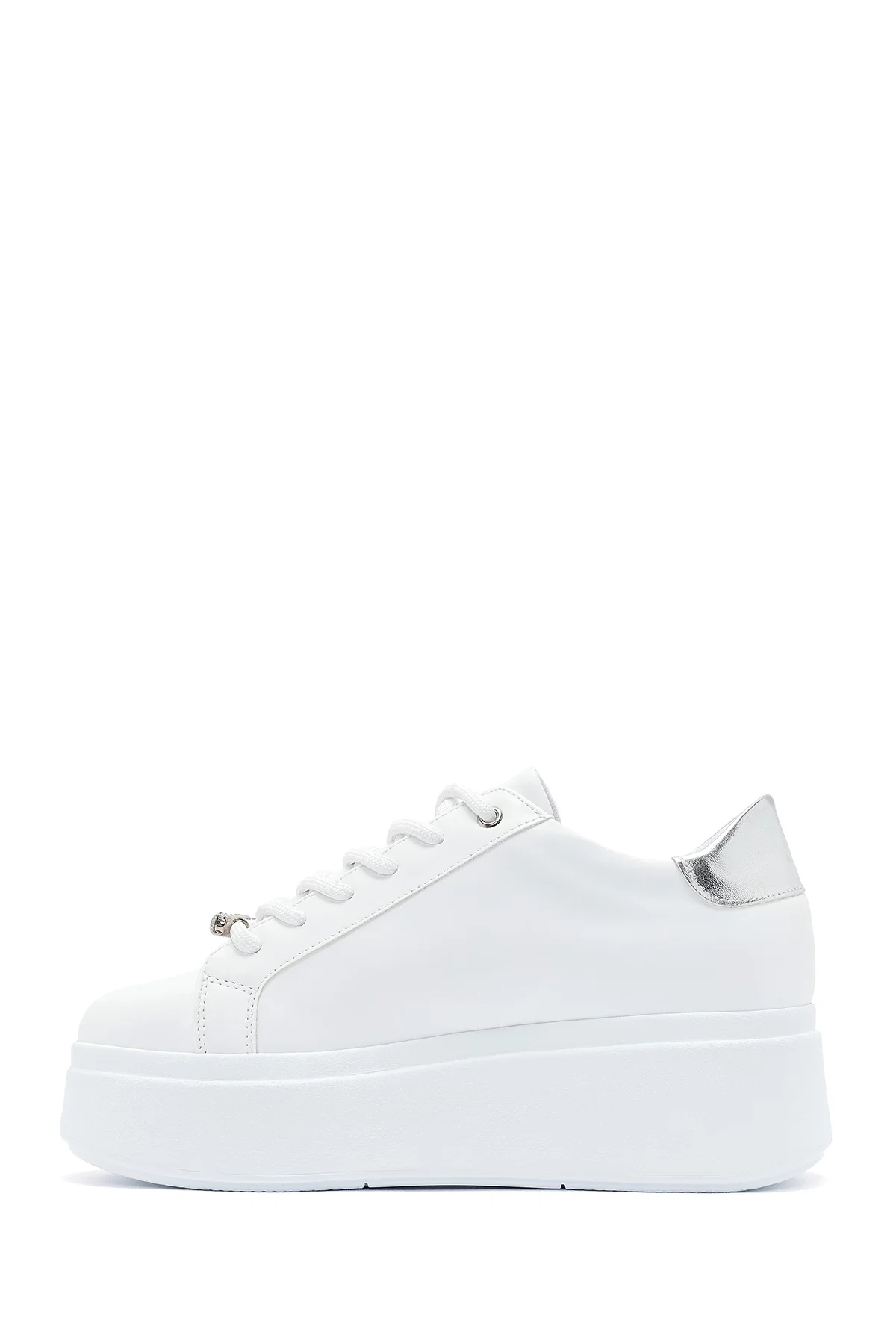 Kadın Beyaz Bağcıklı Kalın Tabanlı Sneaker - Image 2
