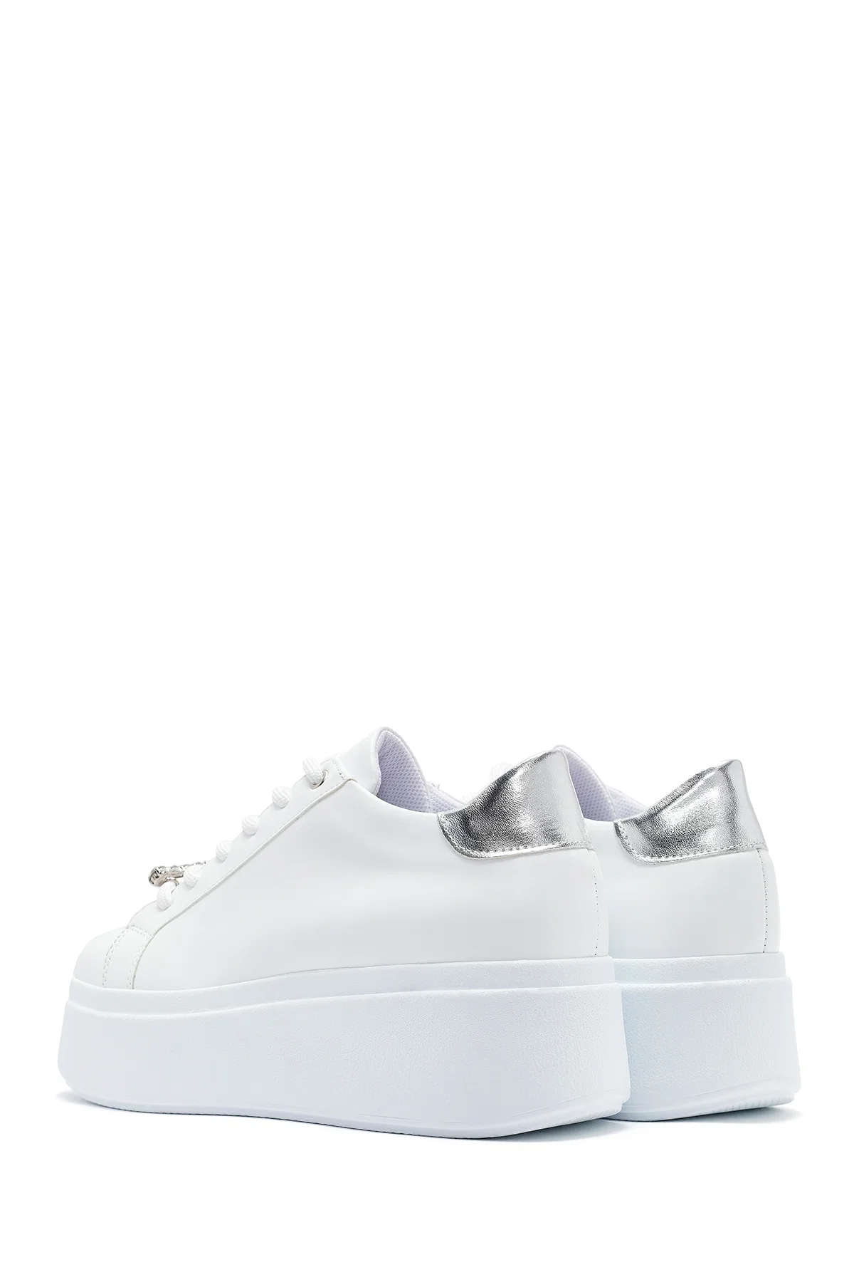 Kadın Beyaz Bağcıklı Kalın Tabanlı Sneaker - Image 5