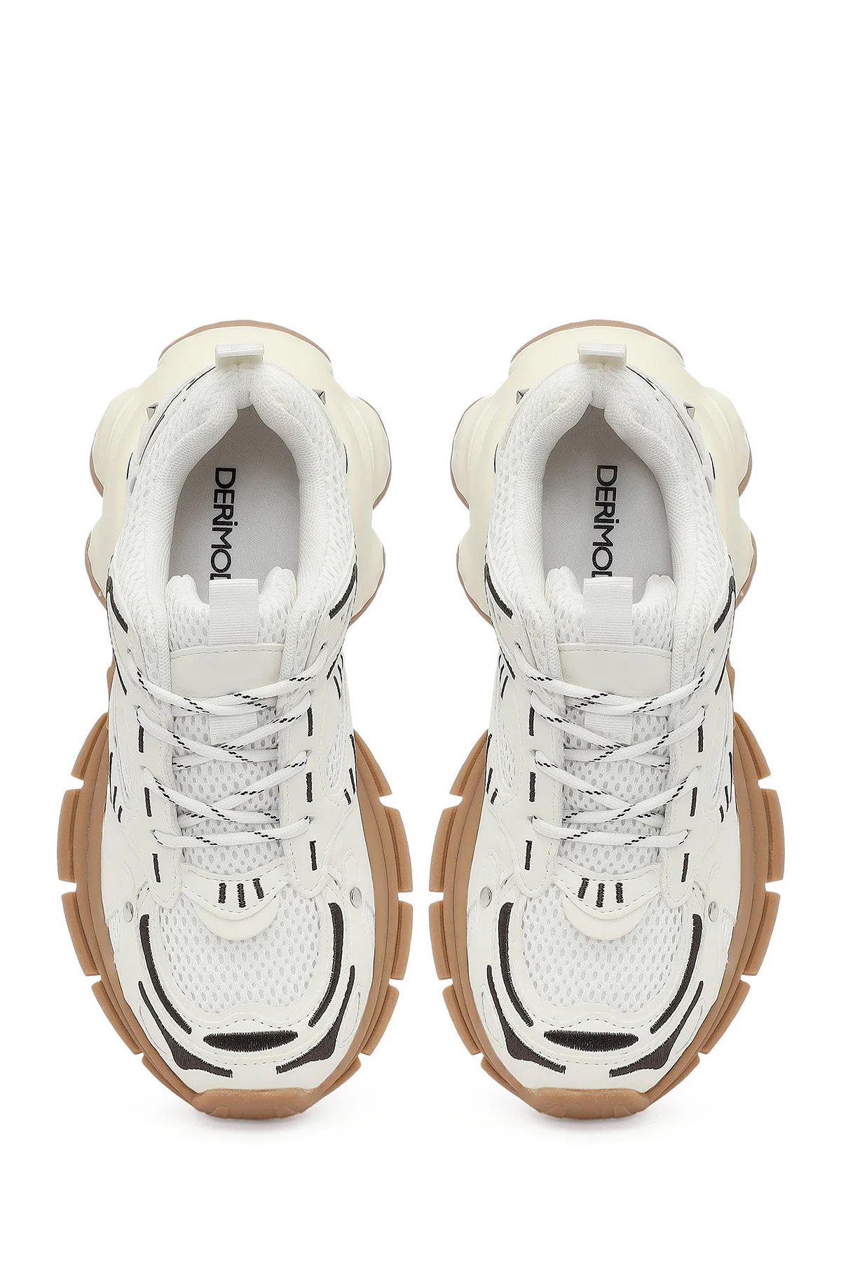 Kadın Beyaz Bağcıklı Kalın Tabanlı Sneaker - Image 5