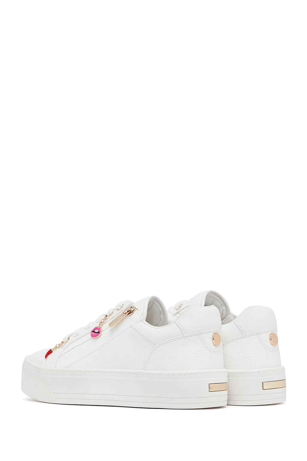 Kadın Beyaz Bağcıklı Kalın Tabanlı Sneaker - Image 6