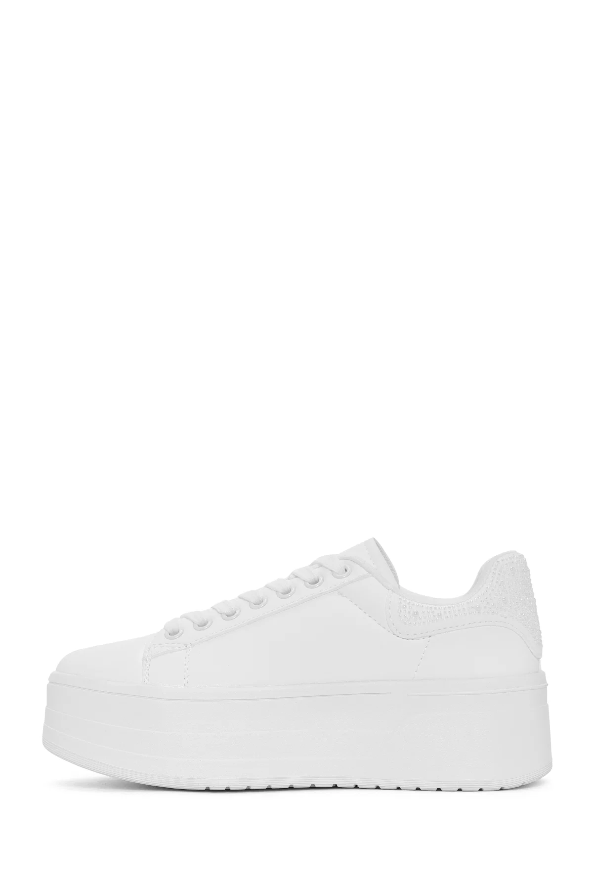 Kadın Beyaz Bağcıklı Kalın Tabanlı Sneaker - Image 2