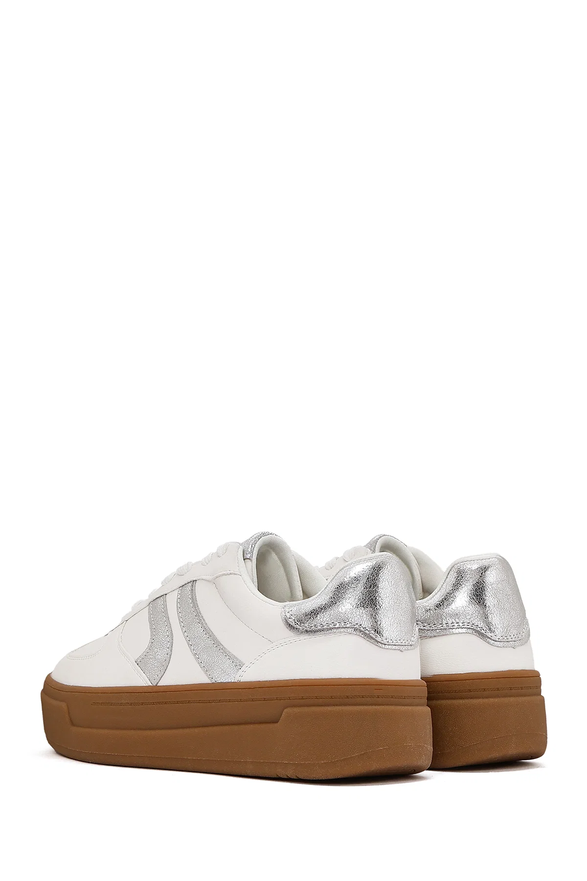 Kadın Beyaz Bağcıklı Kalın Tabanlı Sneaker - Image 5