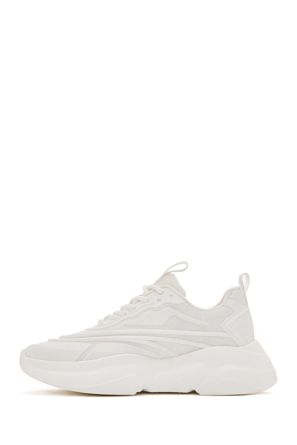 Kadın Beyaz Bağcıklı Kalın Tabanlı Sneaker - Image 2