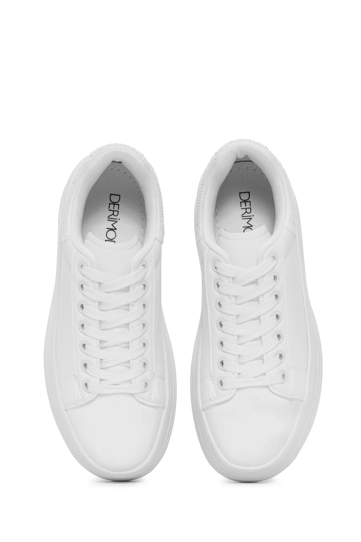 Kadın Beyaz Bağcıklı Kalın Tabanlı Sneaker - Image 4