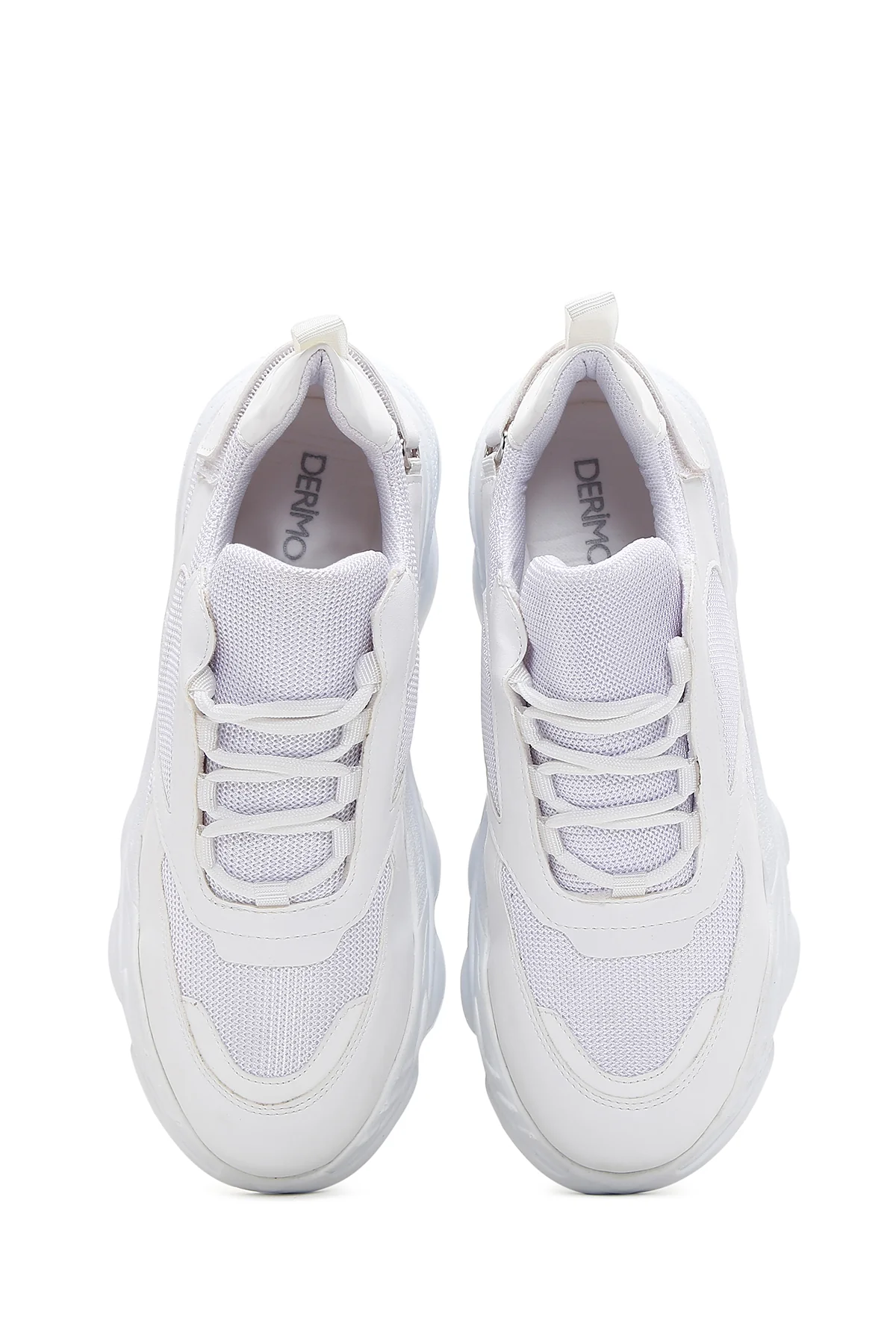 Kadın Beyaz Bağcıklı Kalın Tabanlı Sneaker - Image 4