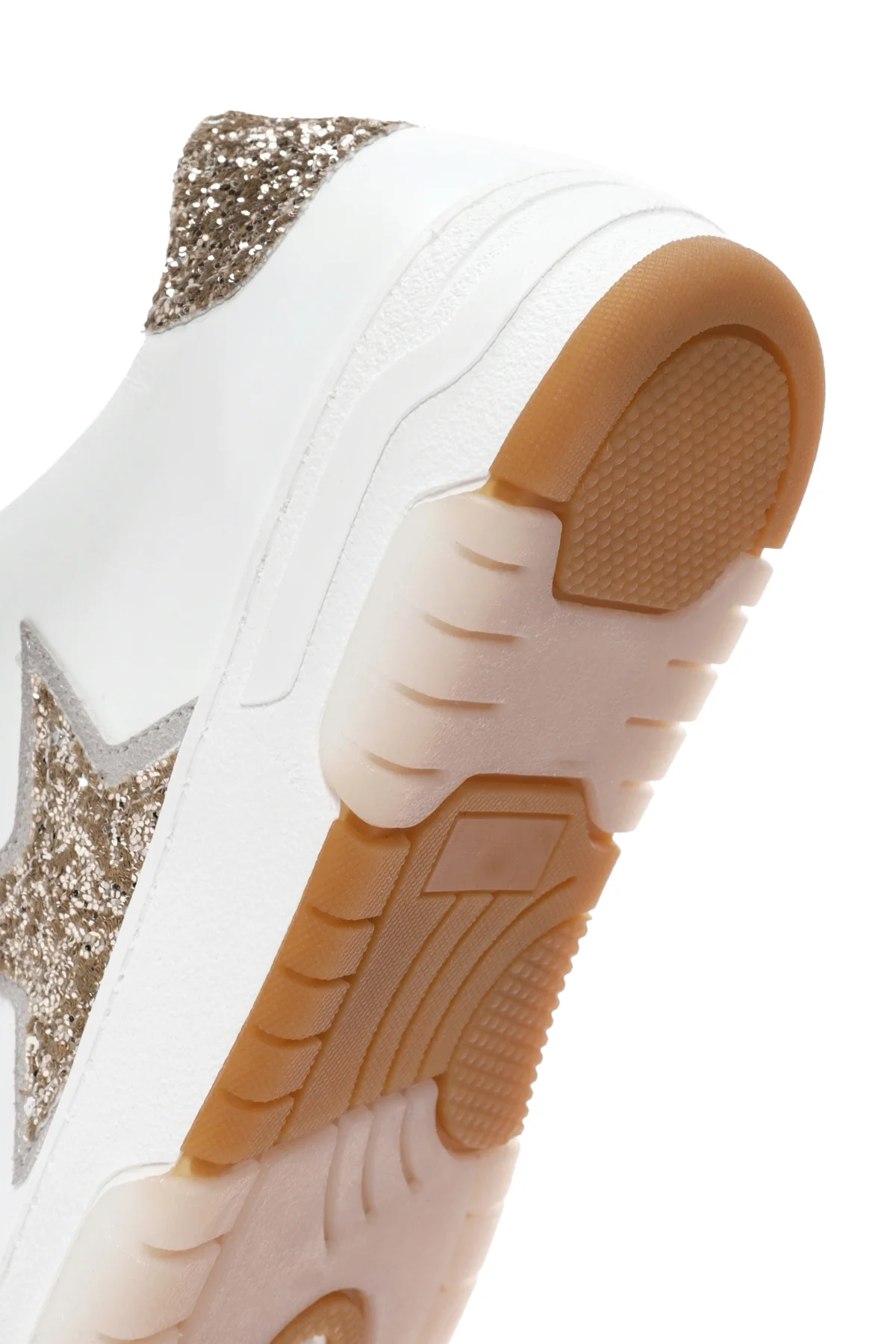 Kadın Beyaz Bağcıklı Kalın Tabanlı Taşlı Deri Sneaker - Image 10