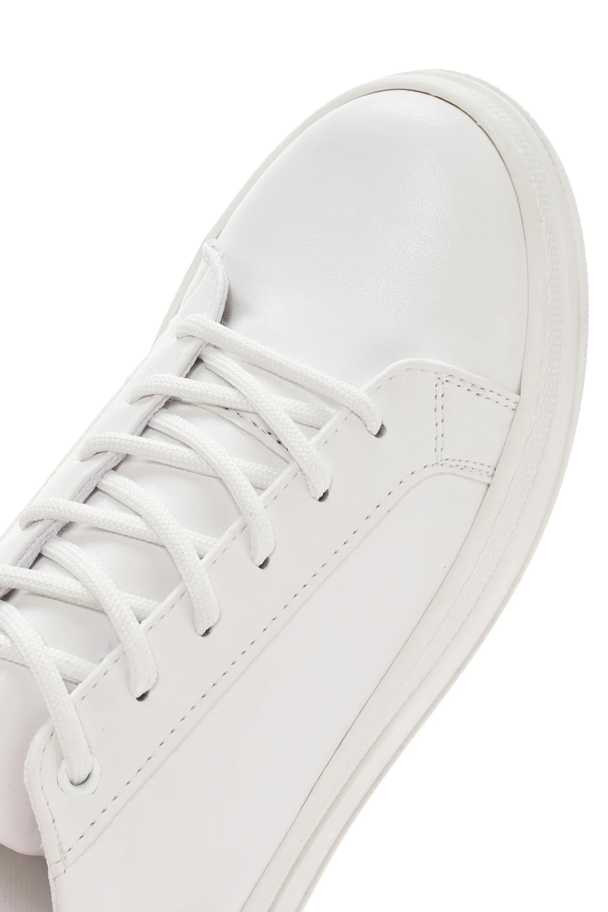 Kadın Beyaz Bağcıklı Kalın Topuklu Sneaker - Image 8