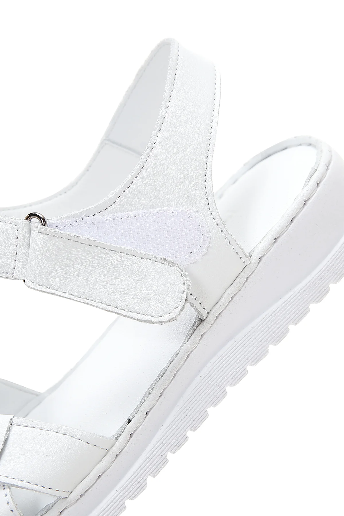 Kadın Beyaz Bantlı Deri Comfort Sandalet - Image 7