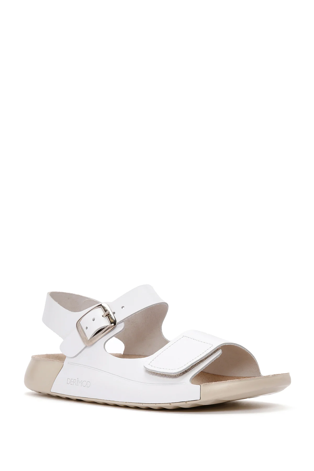 Kadın Beyaz Bilekten Bantlı Deri Comfort Sandalet - Image 6