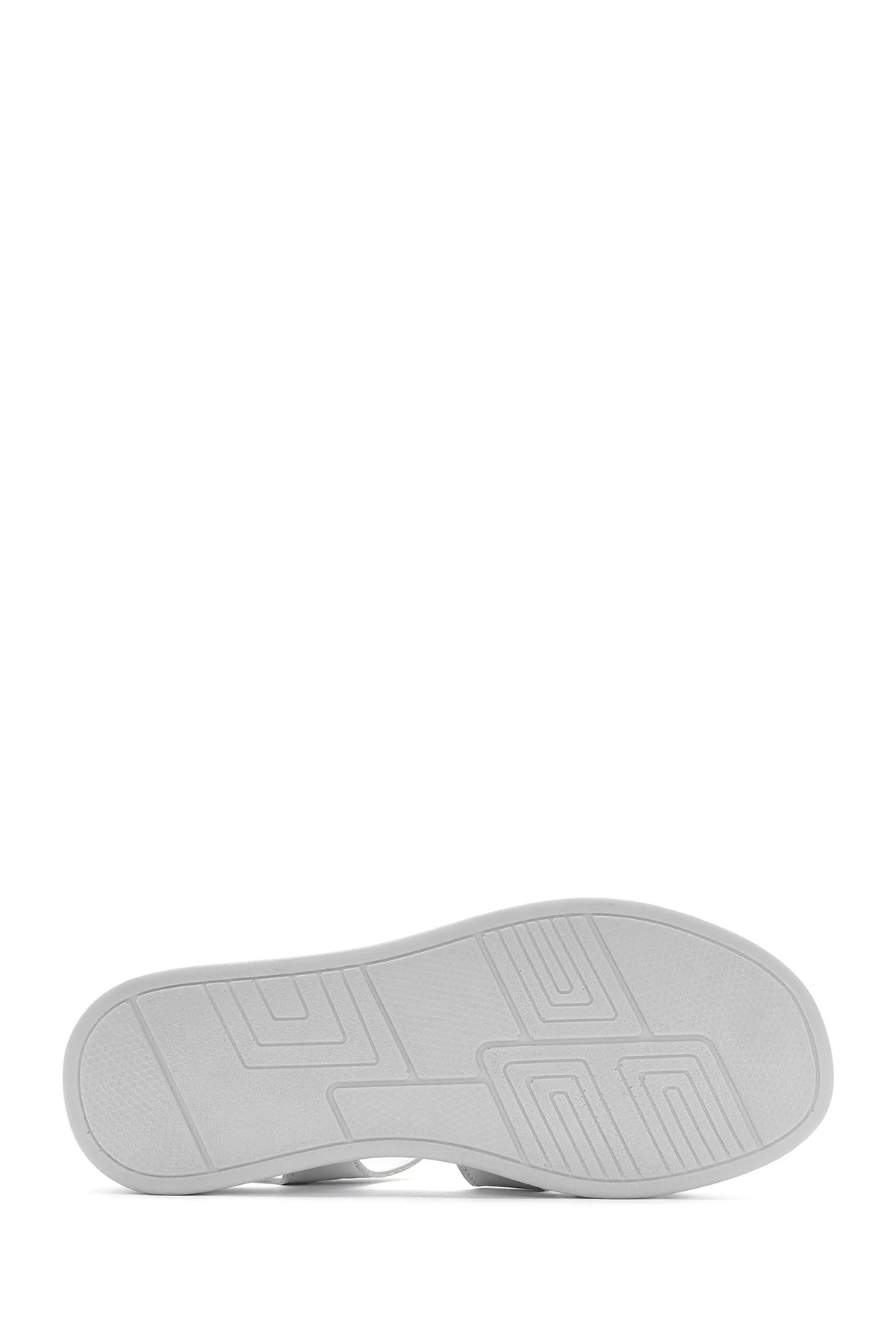 Kadın Beyaz Bilekten Bantlı Kalın Tabanlı Deri Comfort Sandalet - Image 5