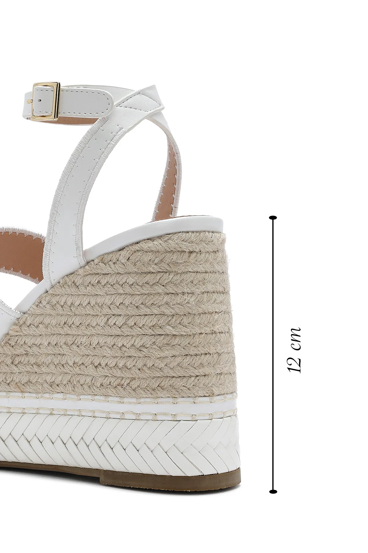 Kadın Beyaz Bilekten Tokalı Dolgu Topuklu Espadril Sandalet - Image 2
