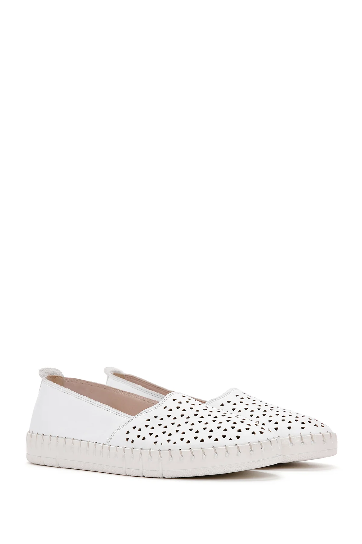 Kadın Beyaz Deri Comfort Loafer - Image 3