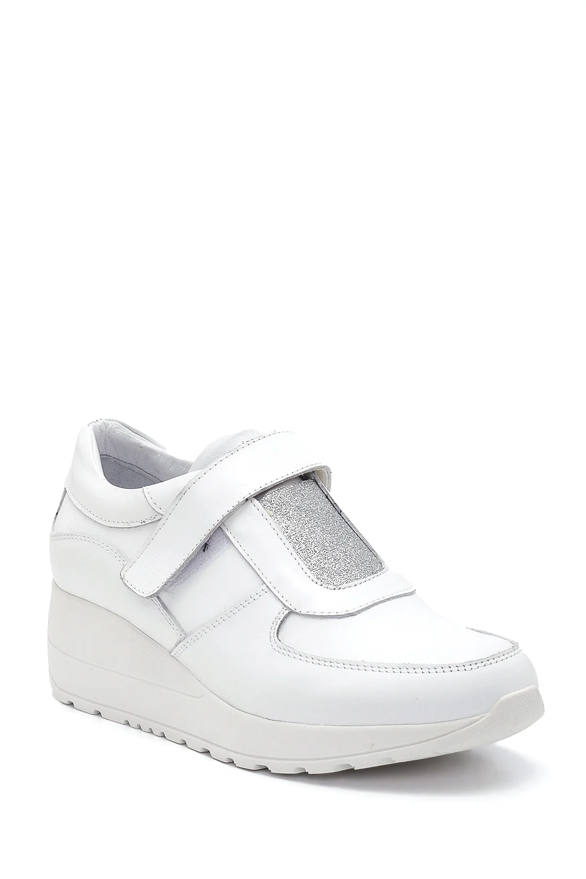 Kadın Beyaz Deri Dolgu Topuk Sneaker - Image 3