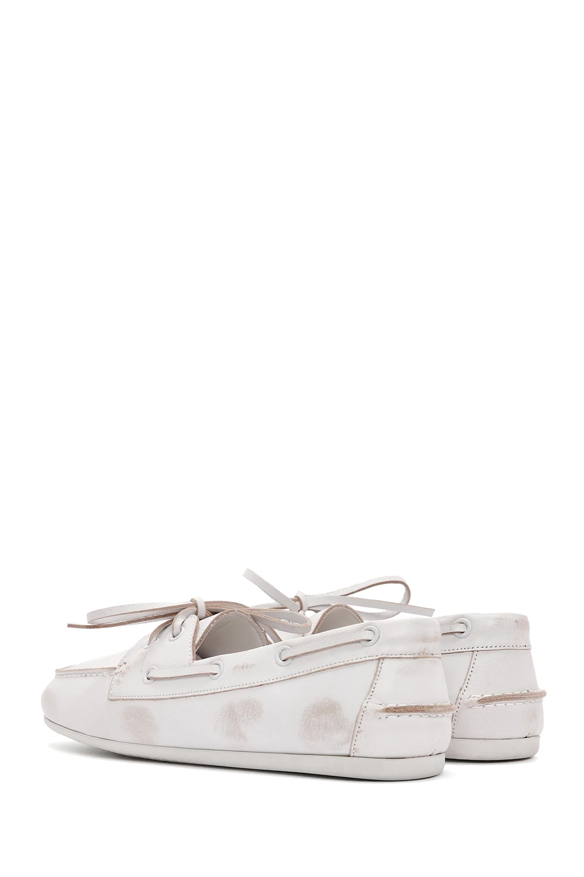 Kadın Beyaz Deri Maskülen Loafer - Image 4