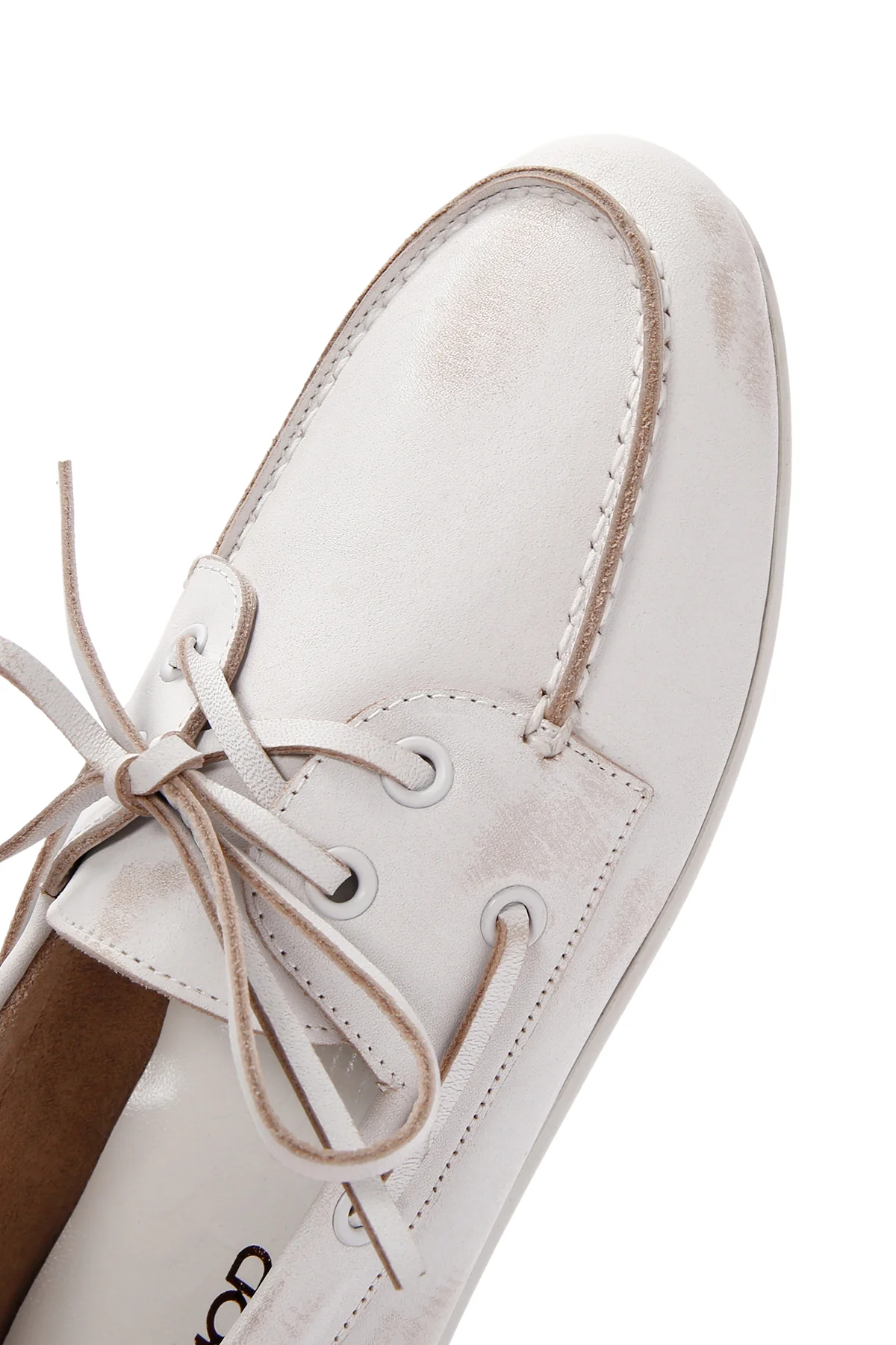 Kadın Beyaz Deri Maskülen Loafer - Image 8