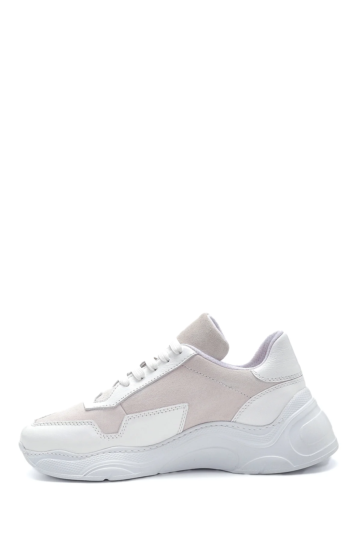 Kadın Beyaz Deri Yüksek Taban Sneaker - Image 2