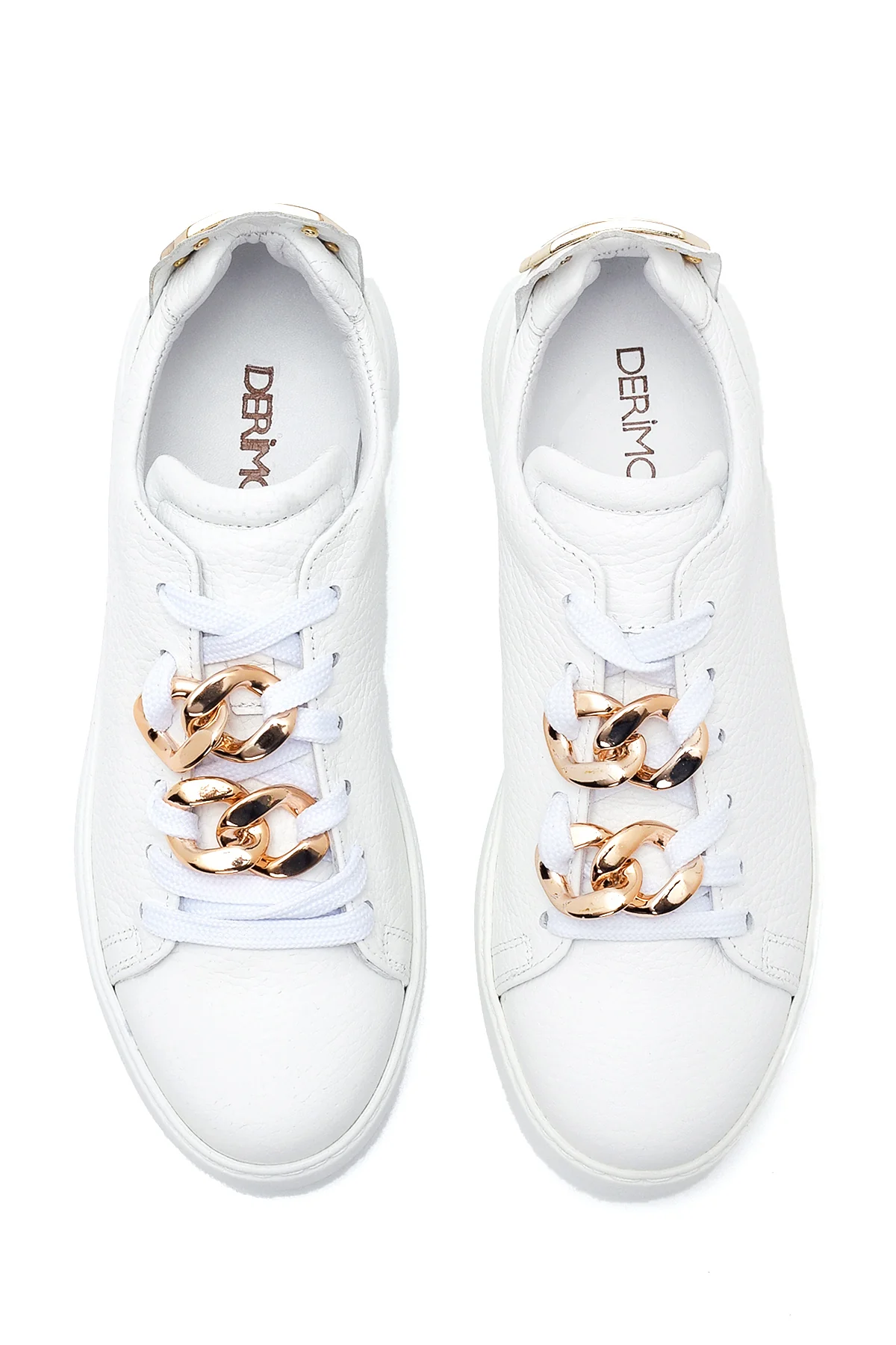 Kadın Beyaz Deri Zincirli Sneaker - Image 7