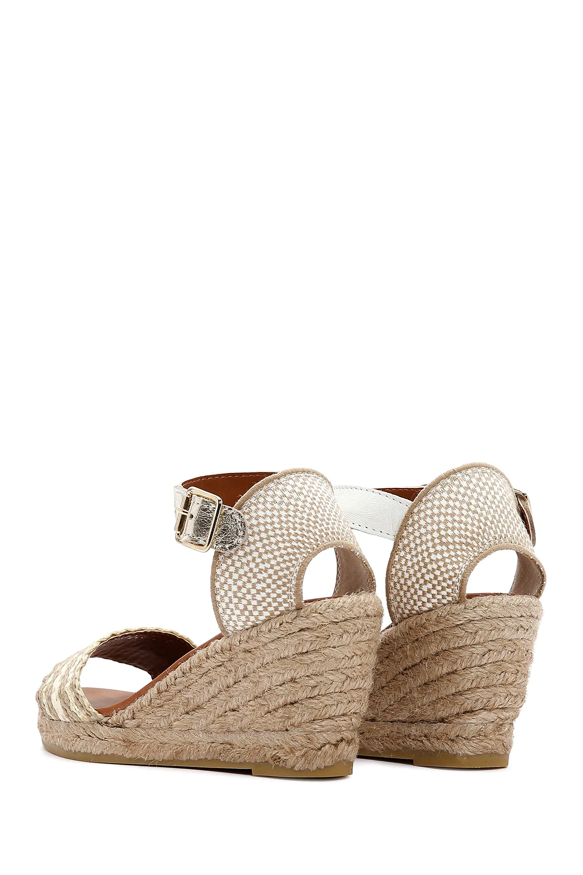 Kadın Beyaz Dolgu Topuk Espadril Sandalet - Image 5