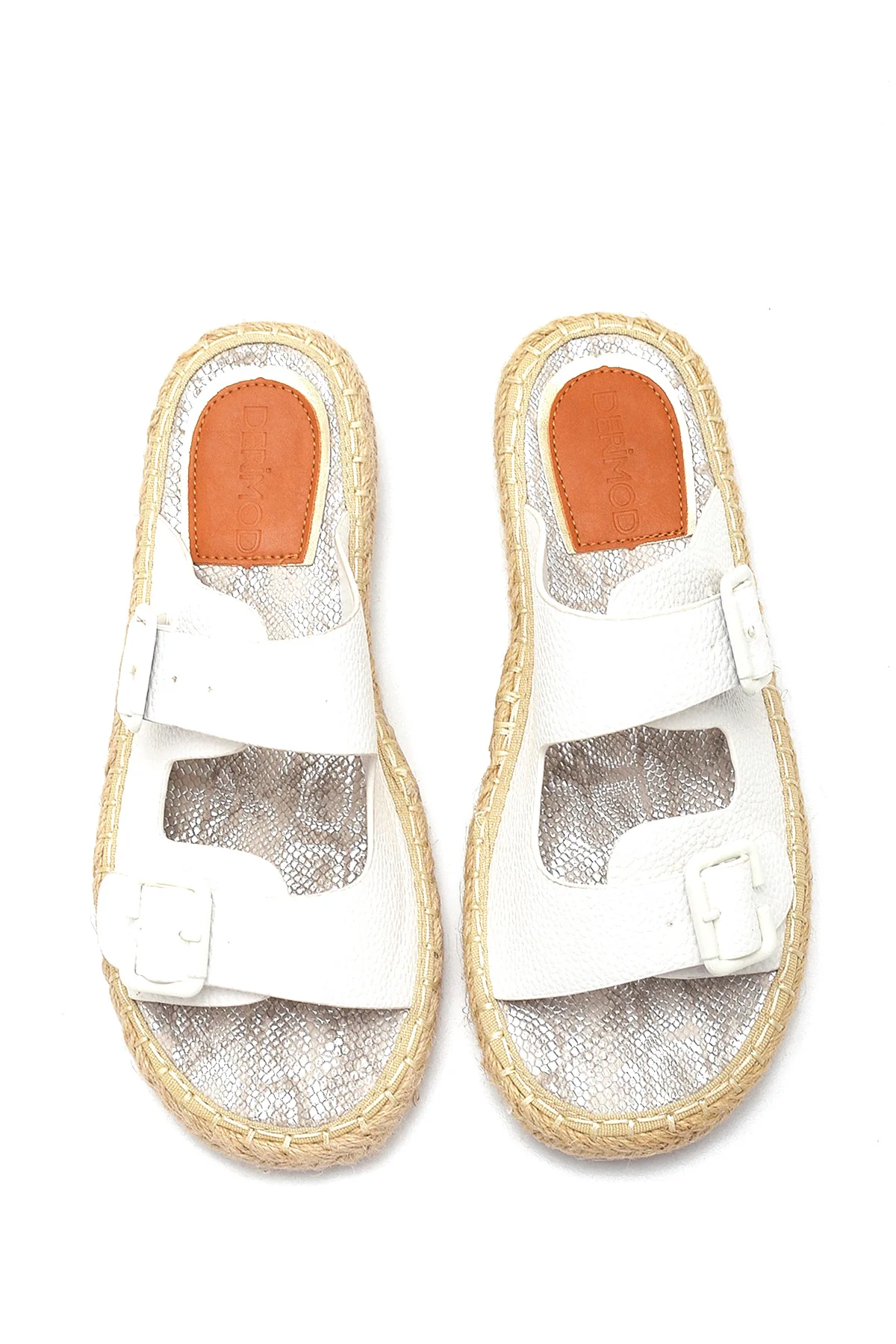 Kadın Beyaz Hasır Espadril Terlik - Image 6