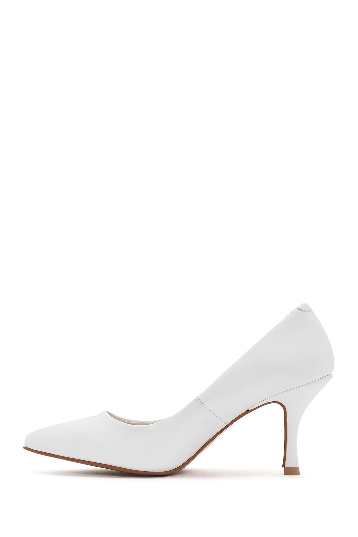 Kadın Beyaz İnce Topuklu Deri Stiletto - Image 3