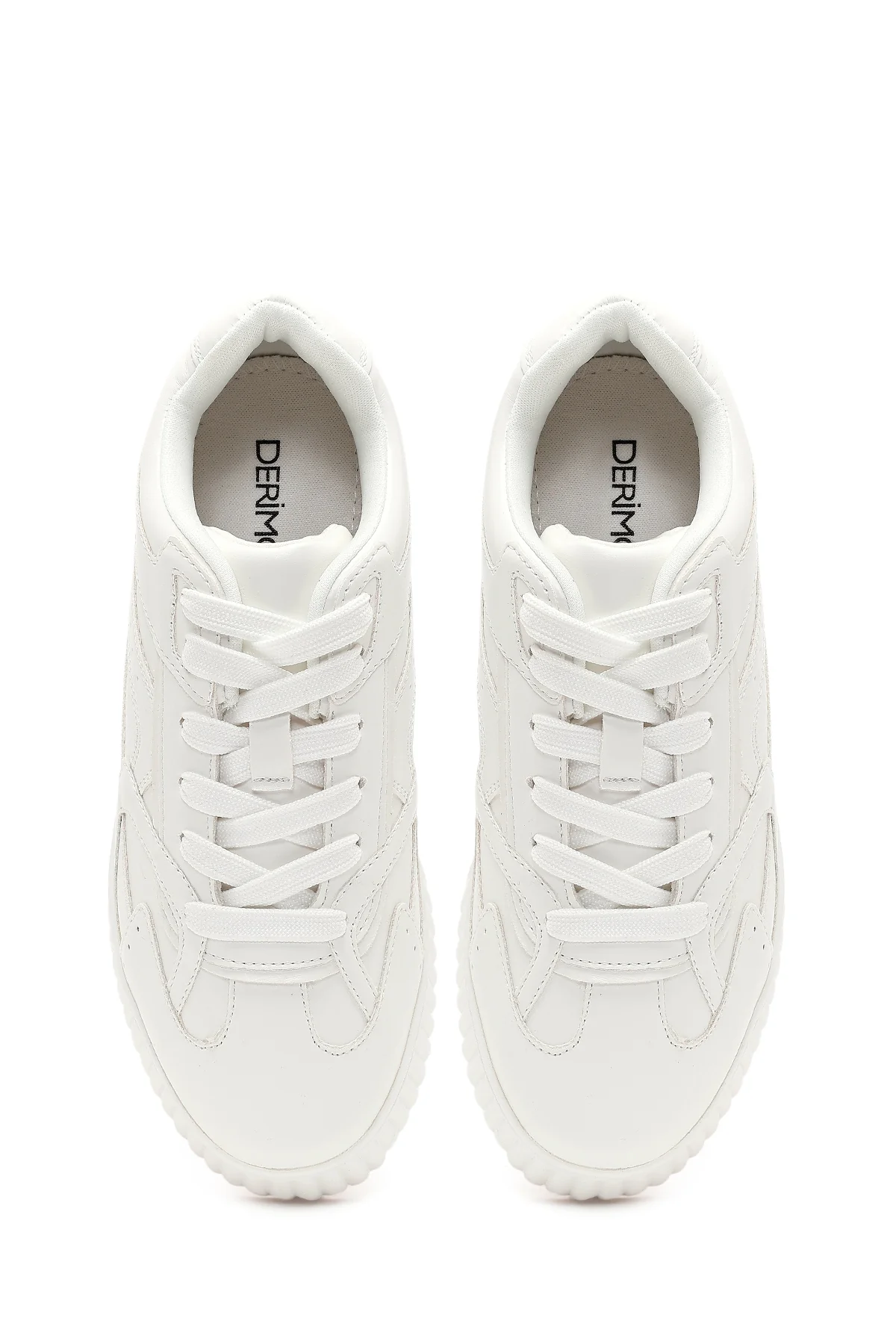 Kadın Beyaz Kalın Tabanlı Bağcıklı Sneaker - Image 7