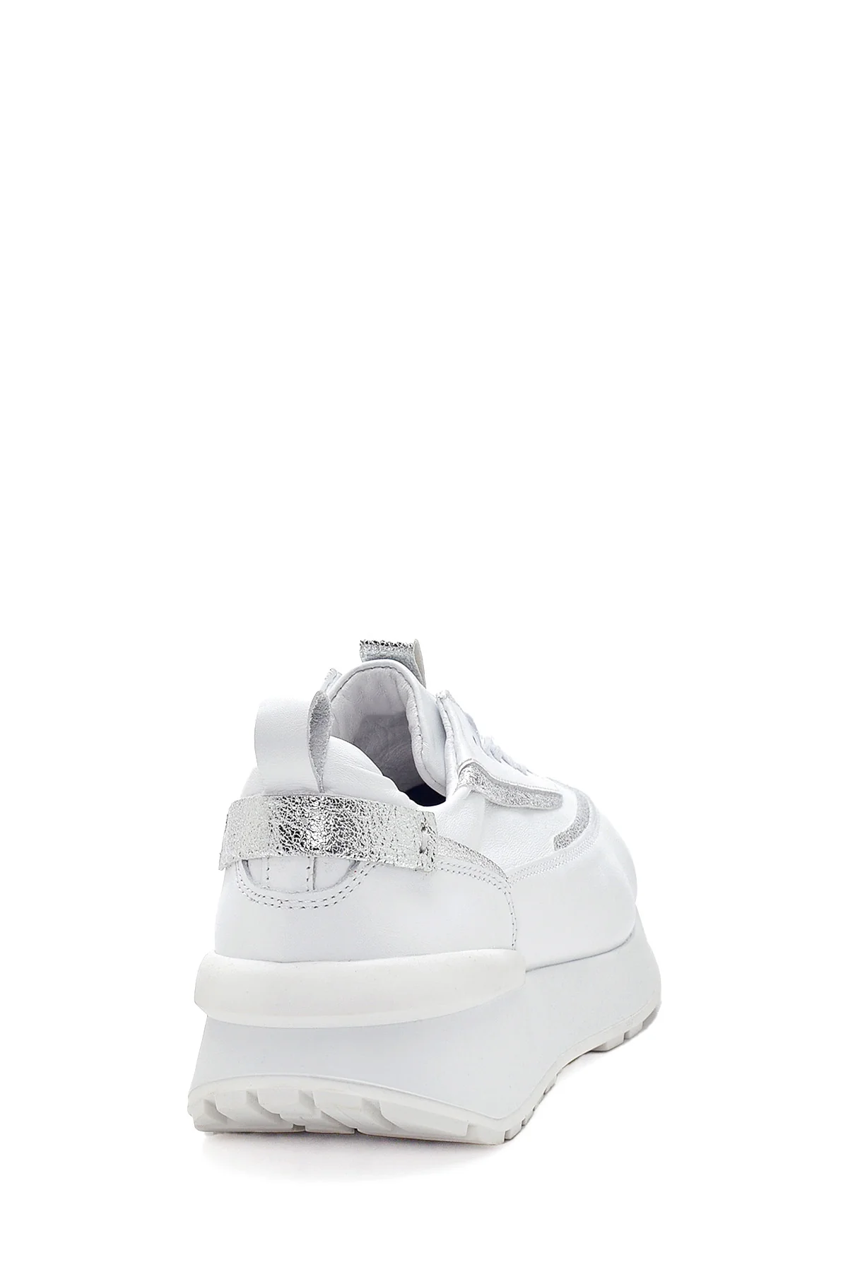 Kadın Beyaz Kalın Tabanlı Deri Sneaker - Image 7