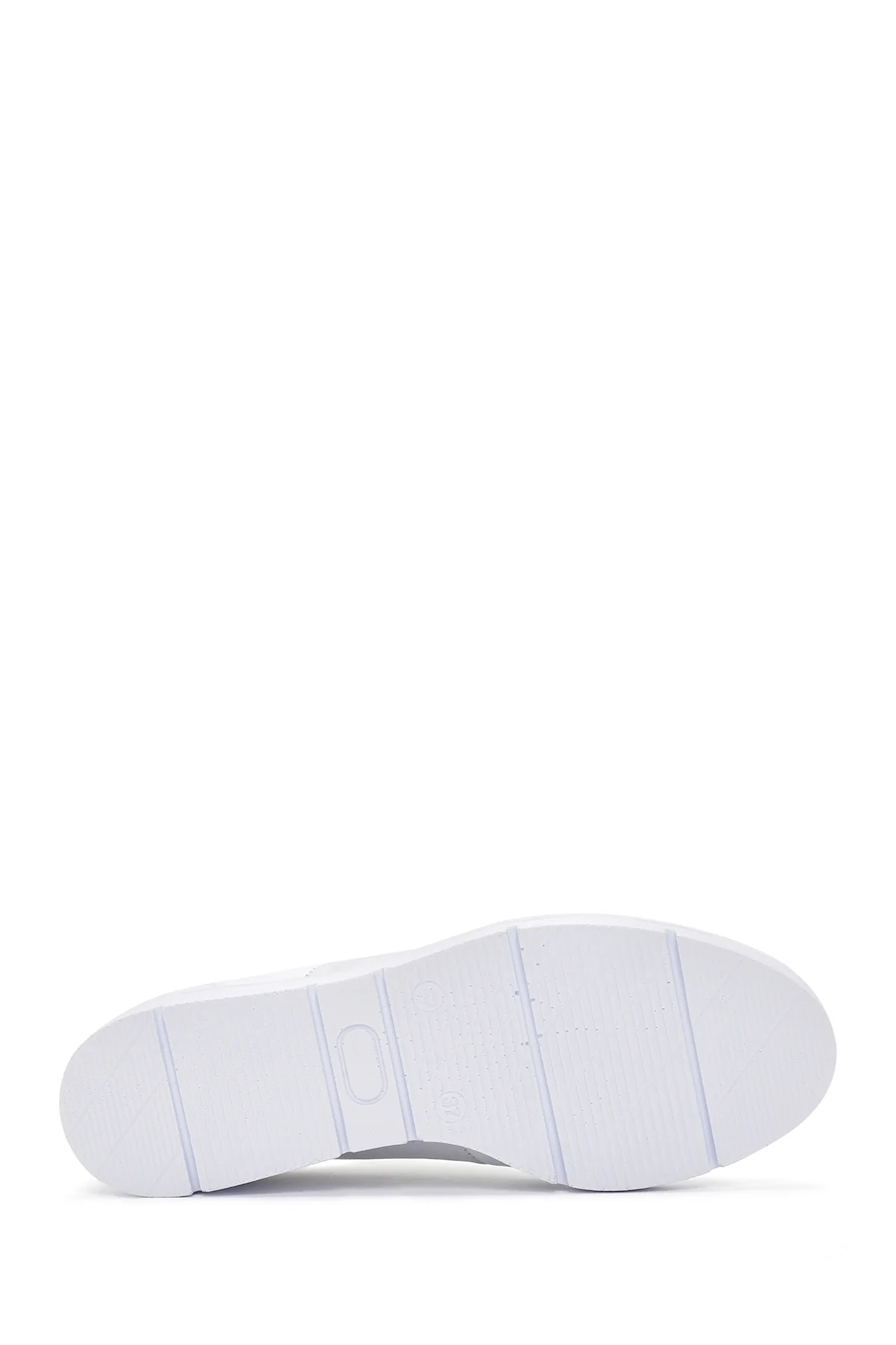 Kadın Beyaz Kalın Tabanlı Deri Sneaker - Image 4