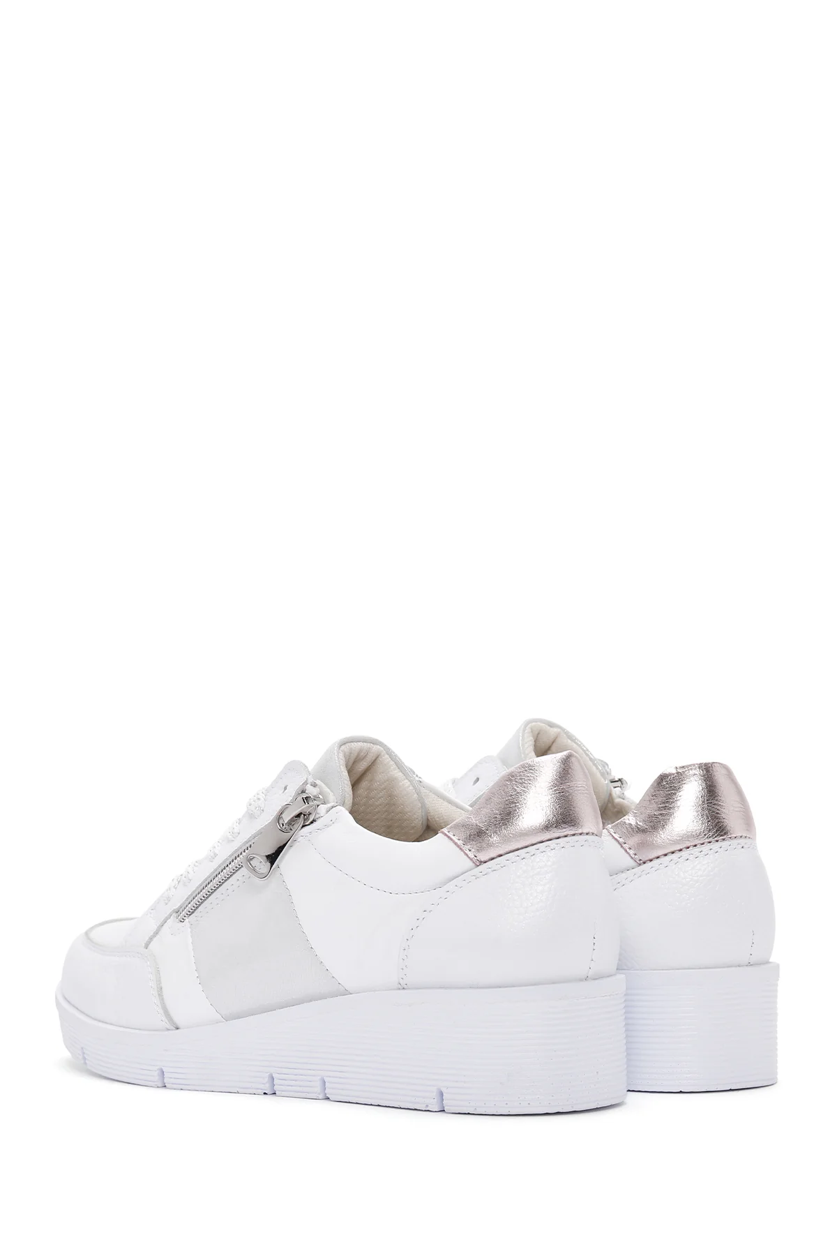 Kadın Beyaz Kalın Tabanlı Deri Sneaker - Image 5