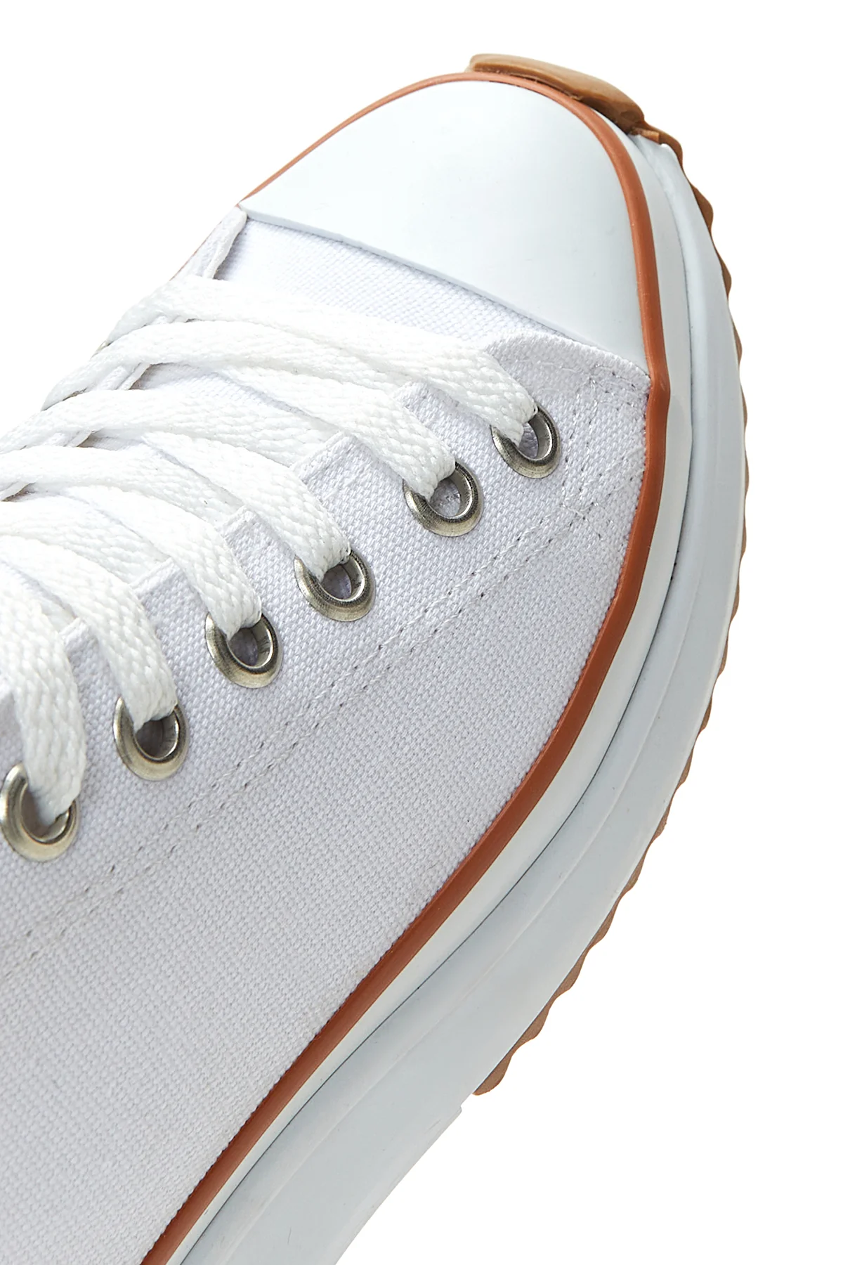 Kadın Beyaz Kalın Tabanlı Kumaş Sneaker - Image 7