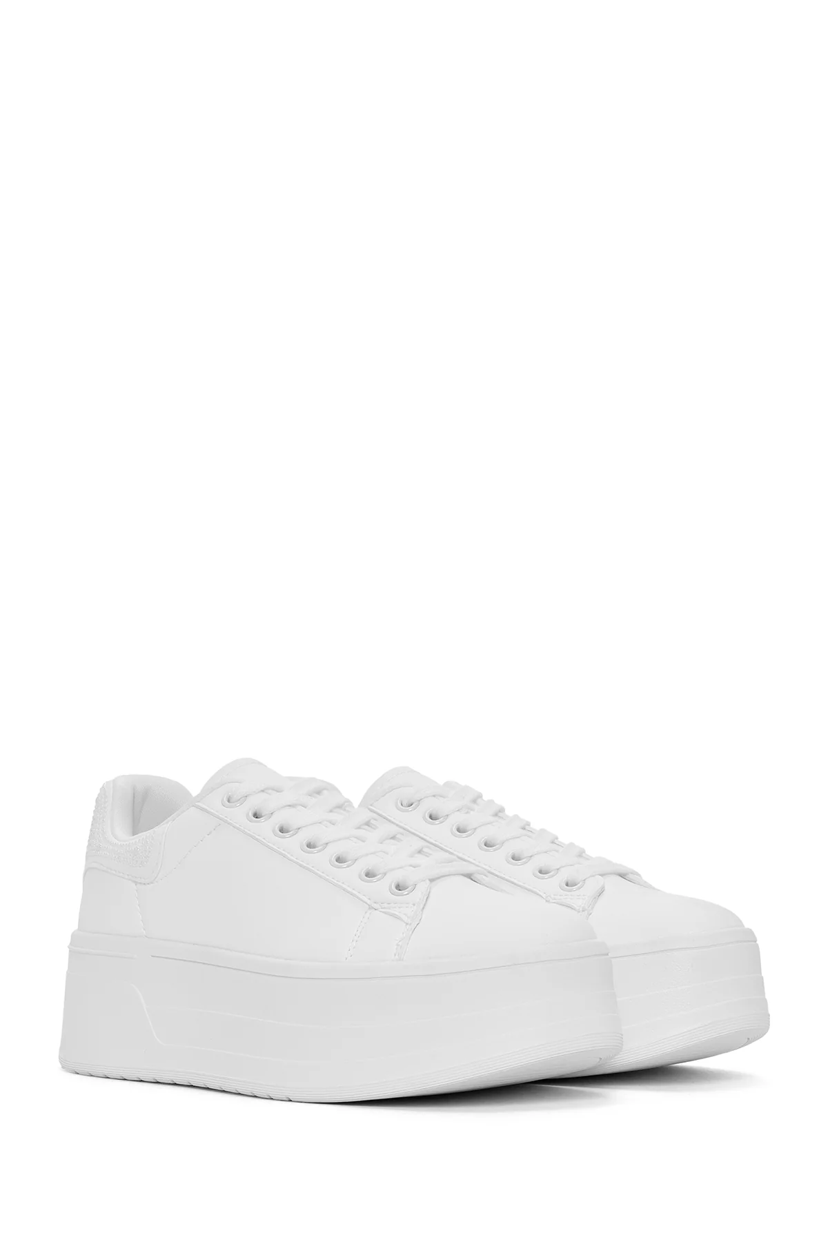 Kadın Beyaz Kalın Tabanlı Sneaker - Image 3