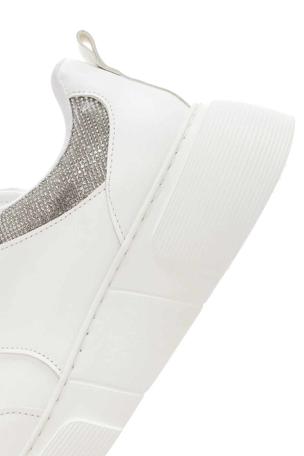 Kadın Beyaz Kalın Tabanlı Taşlı Sneaker - Image 8