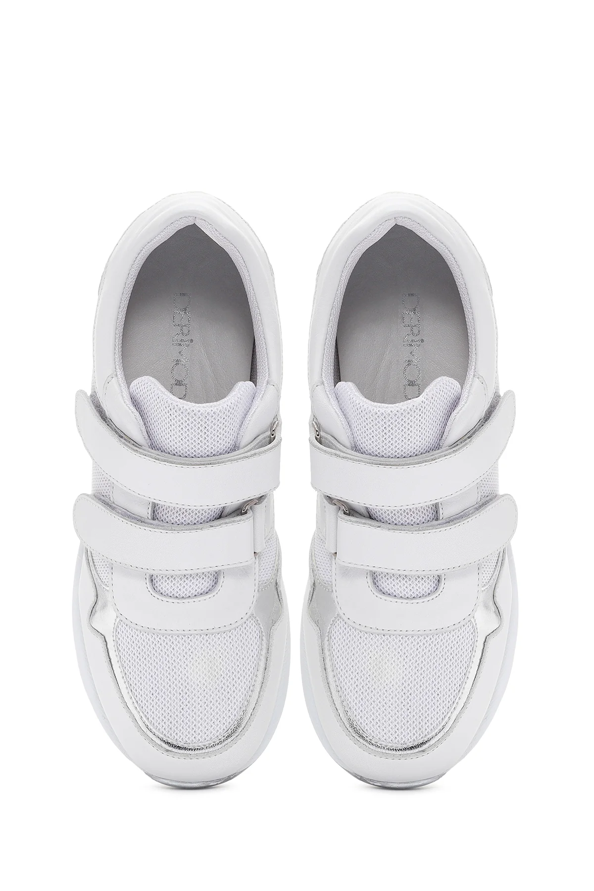 Kadın Beyaz Kalın Topuklu Bantlı Deri Sneaker - Image 7
