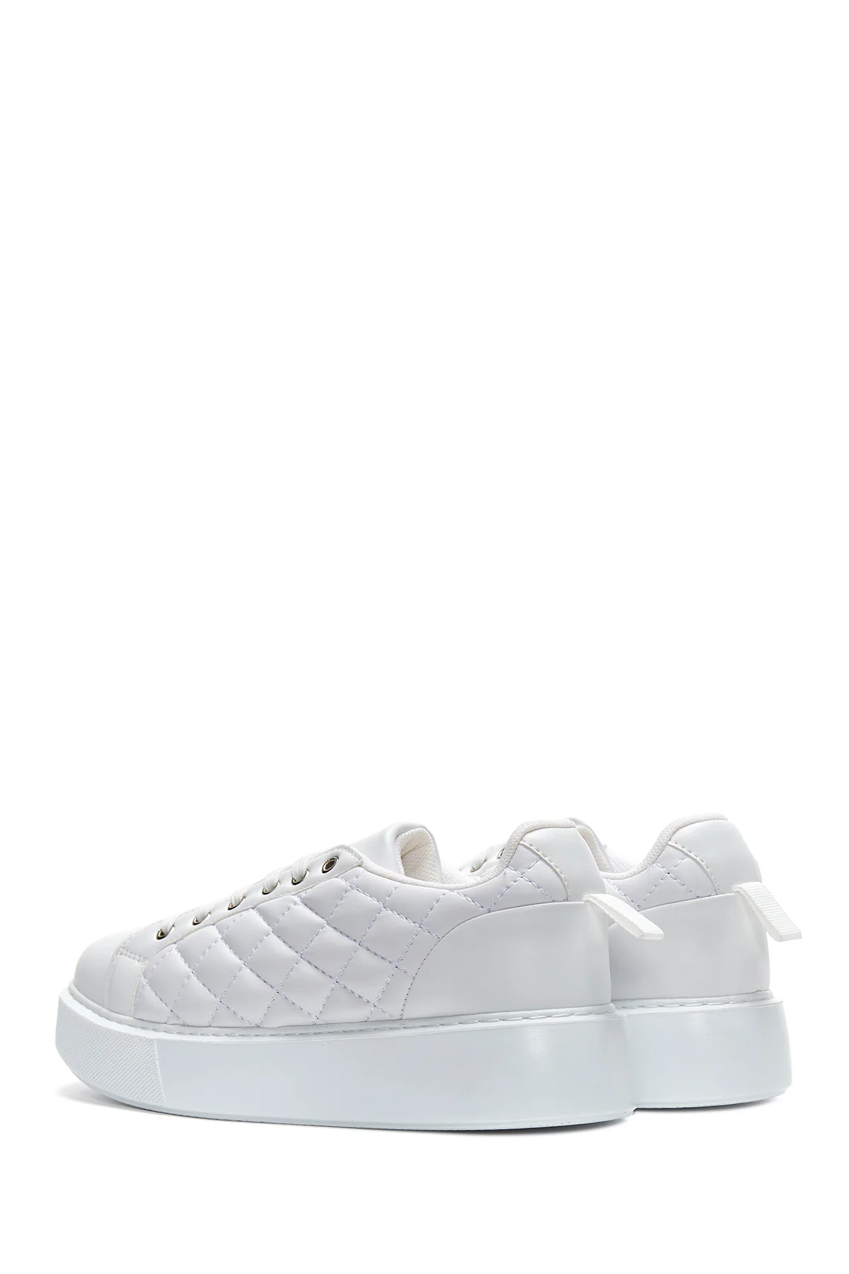 Kadın Beyaz Kapitone Kalın Tabanlı Sneaker - Image 5