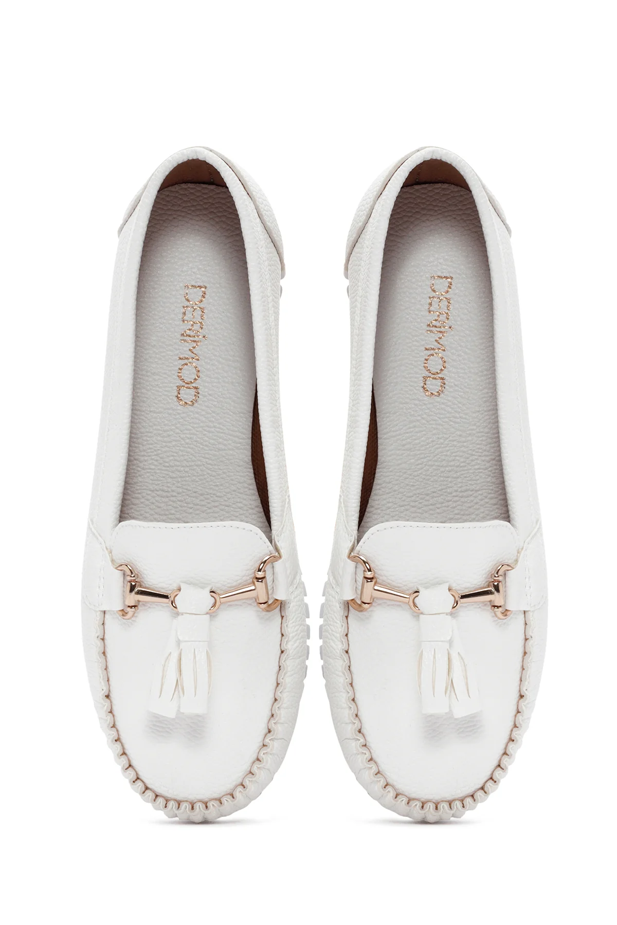 Kadın Beyaz Püskül Detaylı Loafer - Image 7