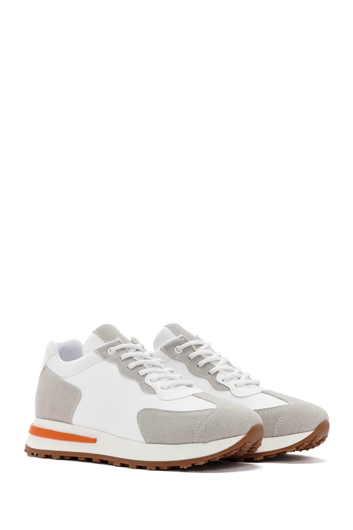 Kadın Beyaz Süet Sneaker - Image 3