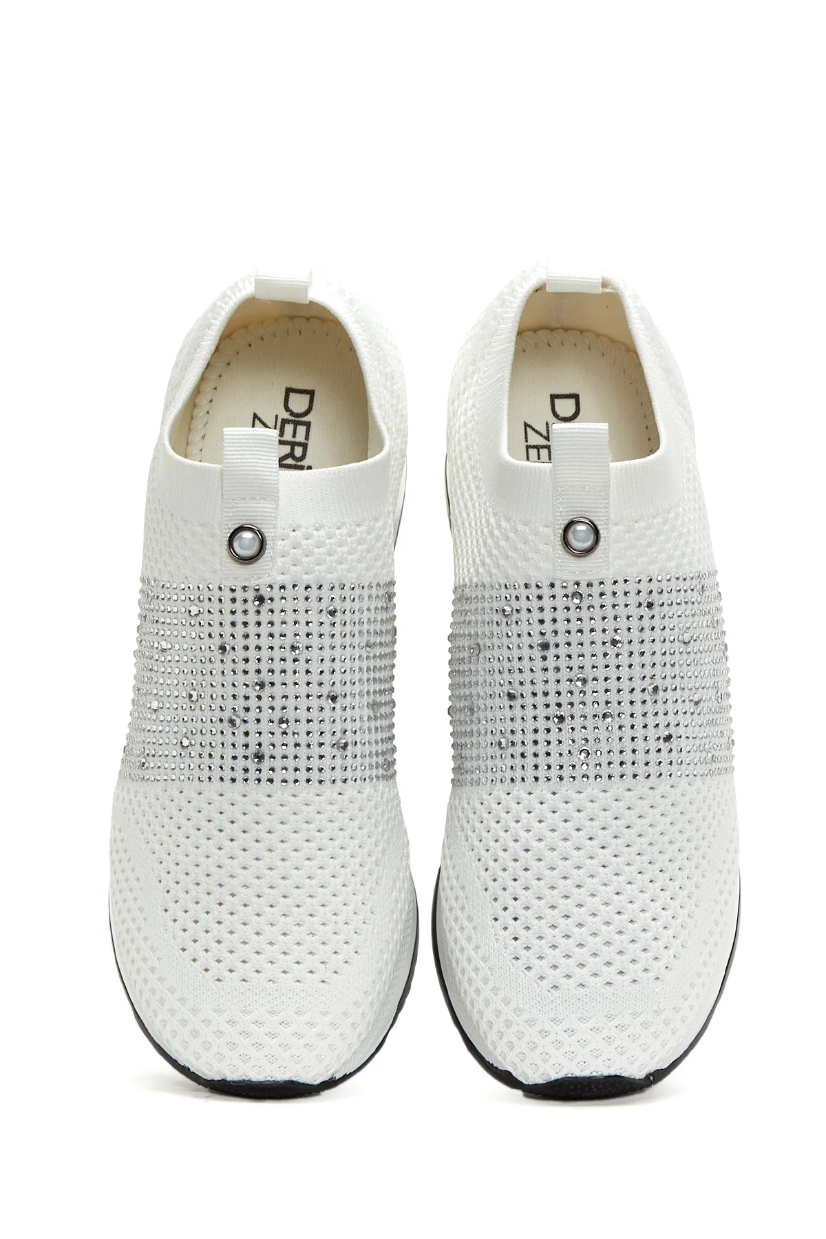 Kadın Beyaz Taşlı Kalın Tabanlı Sneaker - Image 6