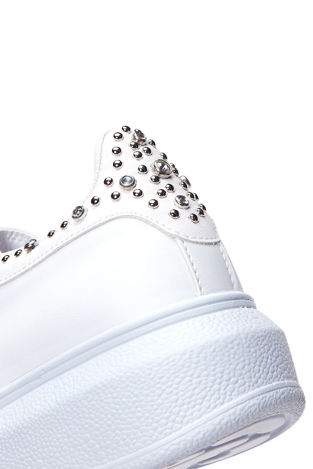 Kadın Beyaz Taşlı Kalın Tabanlı Sneaker - Image 7