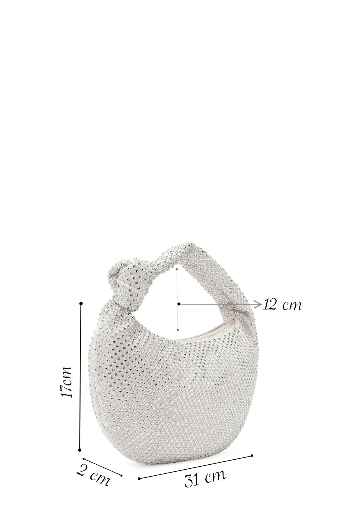 Kadın Beyaz Taşlı Kol Çantası - Image 2