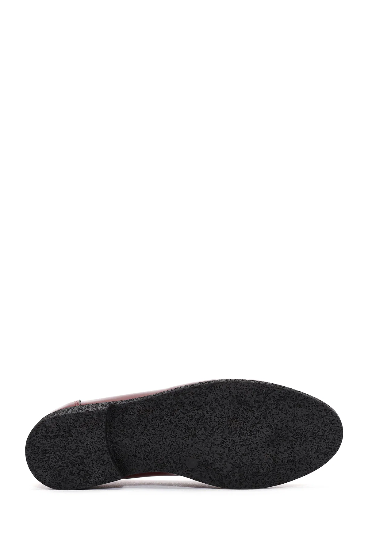 Kadın Bordo Aksesuar Detaylı Deri Maskülen Loafer - Image 4