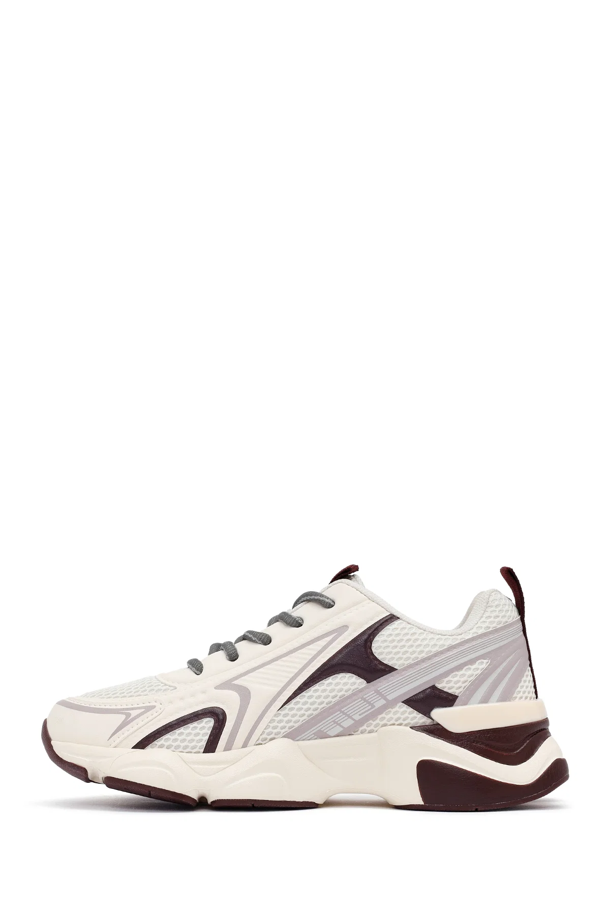 Kadın Bordo Bağcıklı Kalın Tabanlı Sneaker - Image 2
