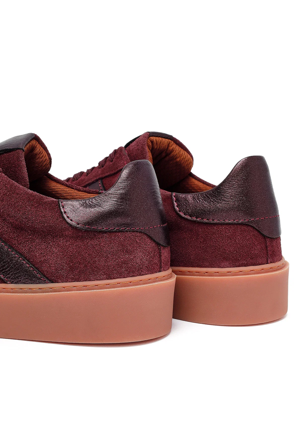 Kadın Bordo Bağcıklı Süet Deri Sneaker - Image 10