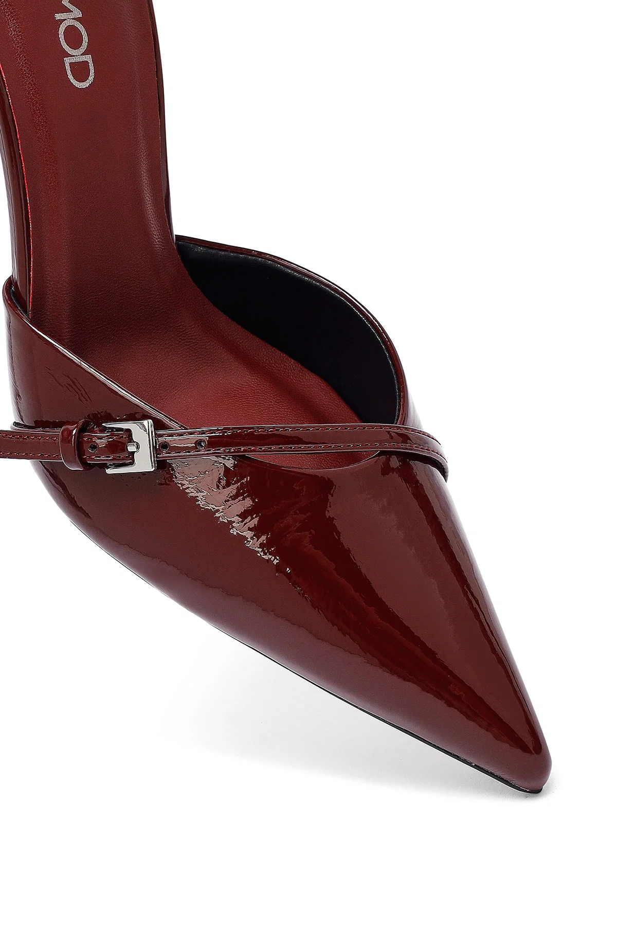 Kadın Bordo Bilekten Tokalı Yüksek İnce Topuklu Rugan Stiletto - Image 10