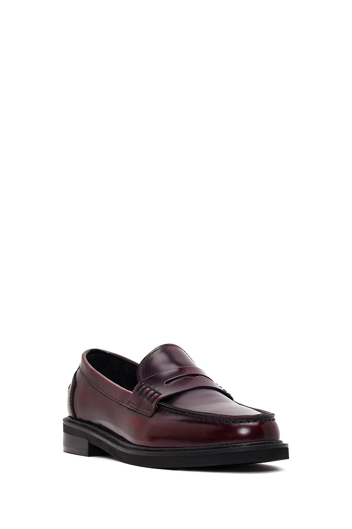 Kadın Bordo Deri Maskülen Loafer - Image 8